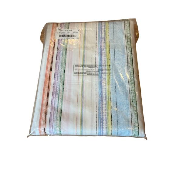 Garnet Hill Aquarelle Cotton Percale Flat Sheet KING New Soft Watercolor Stripes - Picture 3 of 3